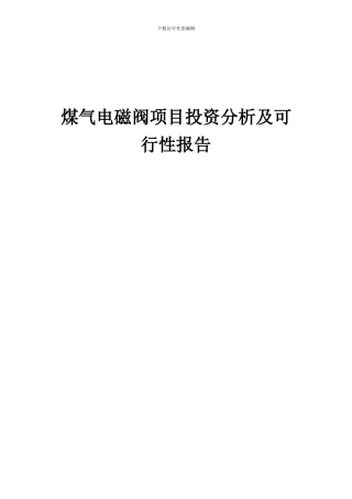 2024年煤气电磁阀项目投资分析及可行性报告