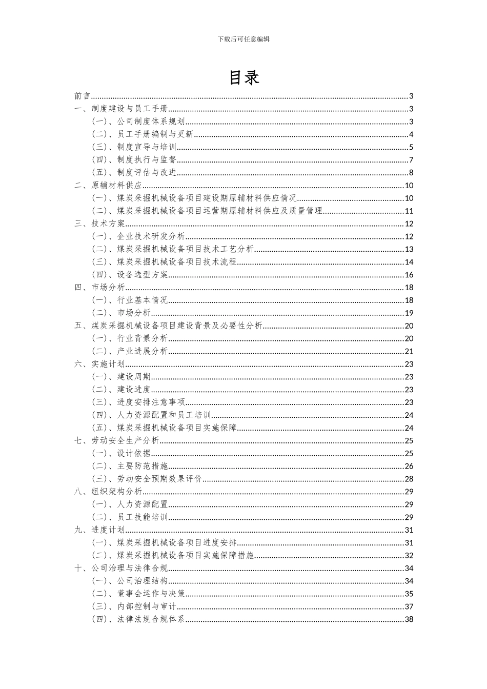 2024年煤炭采掘机械设备项目可行性研究报告_第2页