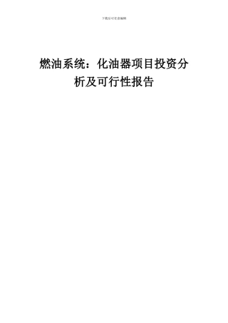 2024年燃油系统：化油器项目投资分析及可行性报告
