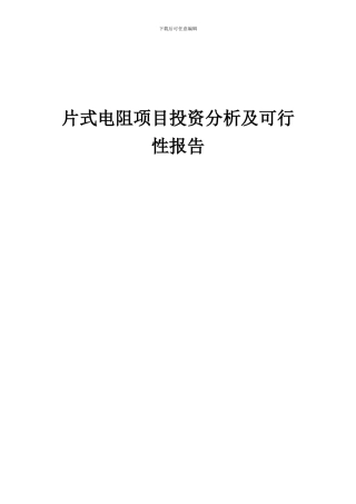 2024年片式电阻项目投资分析及可行性报告