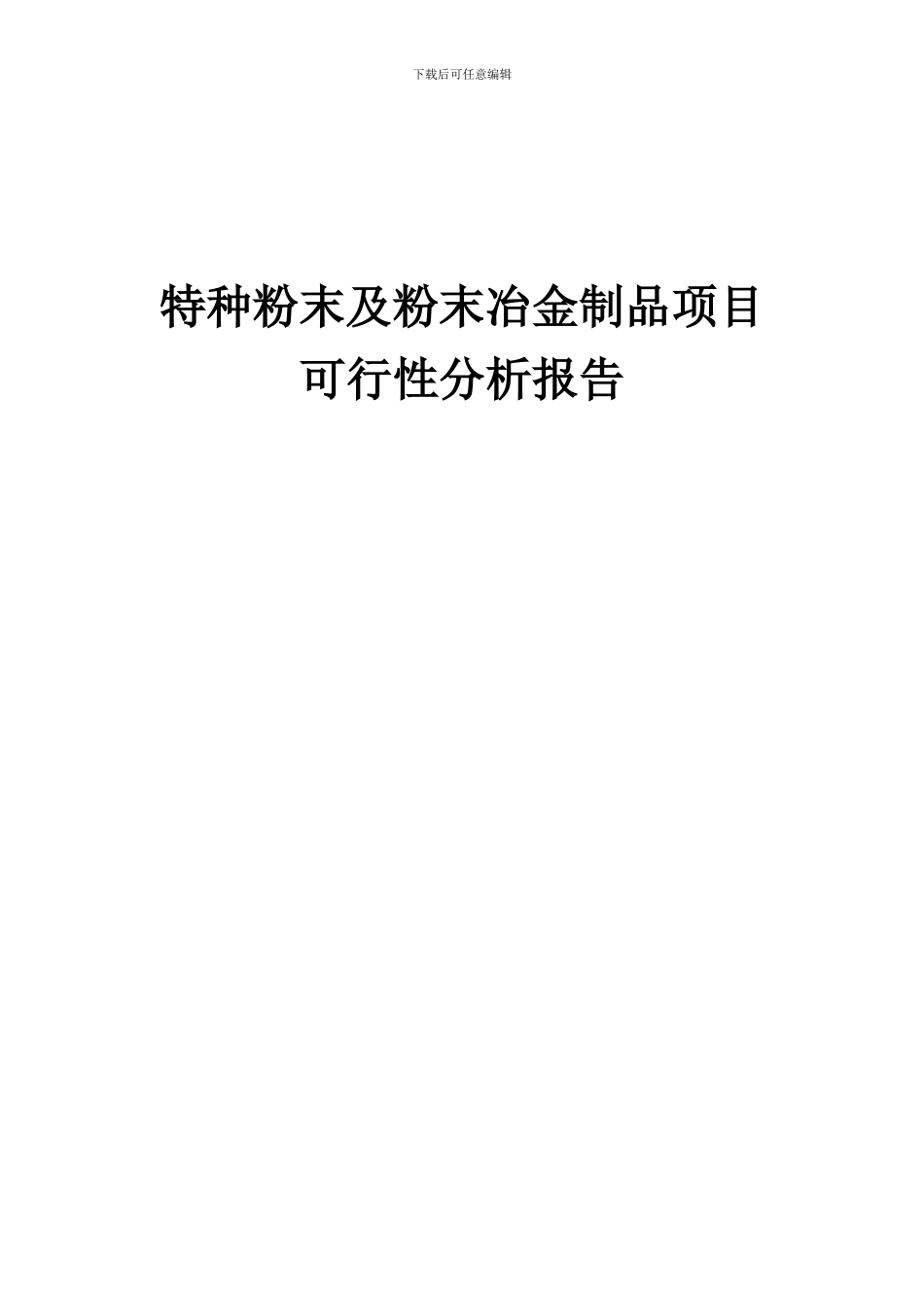 2024年特种粉末及粉末冶金制品项目可行性分析报告_第1页