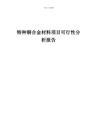 2024年特种铜合金材料项目可行性分析报告