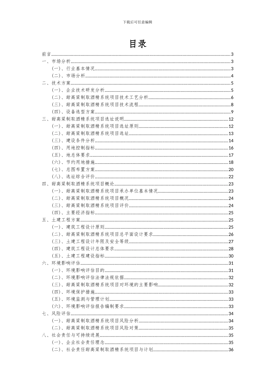 2024年甜高粱制取酒精系统项目投资分析及可行性报告_第2页