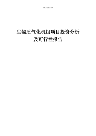 2024年生物质气化机组项目投资分析及可行性报告