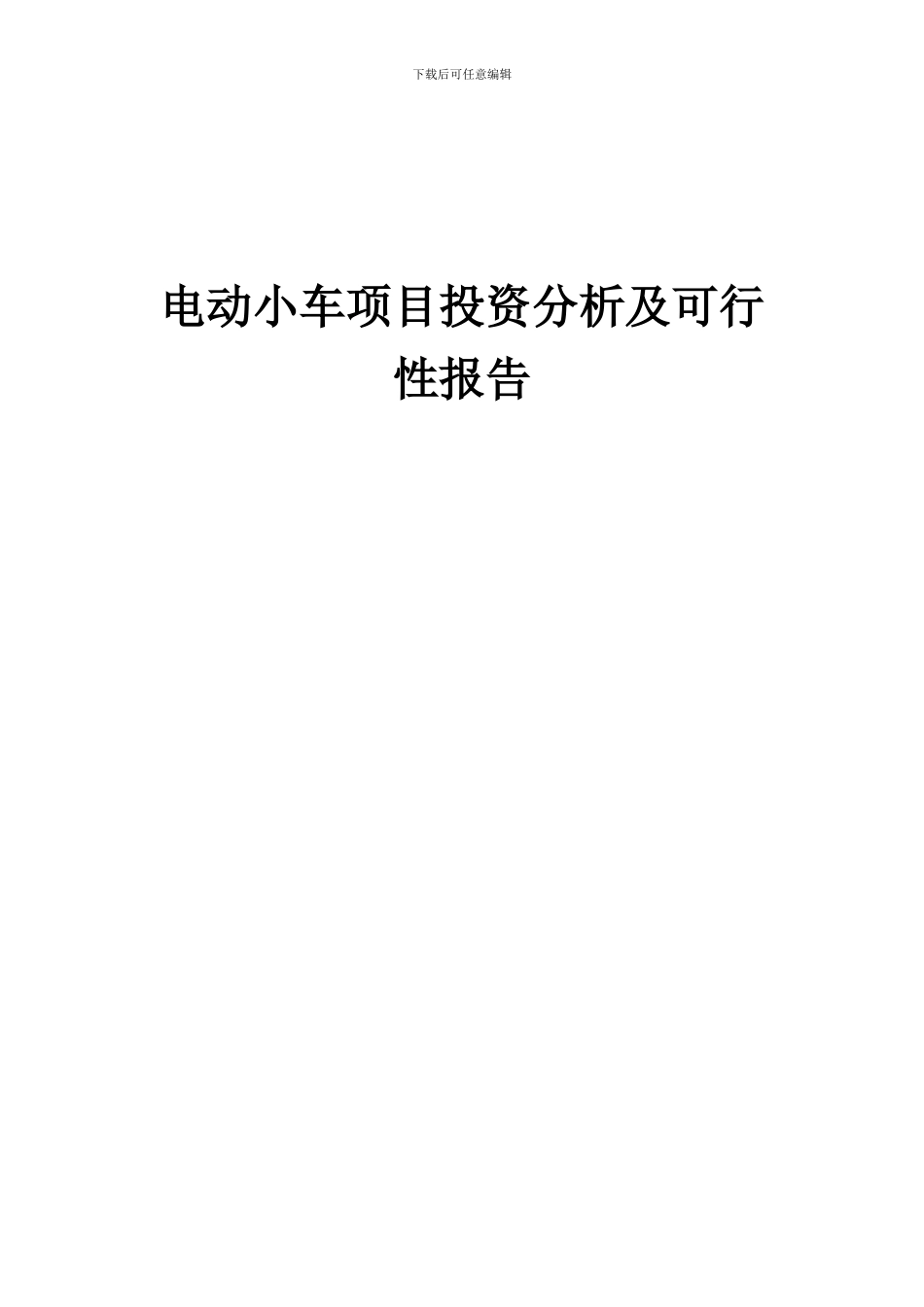 2024年电动小车项目投资分析及可行性报告_第1页