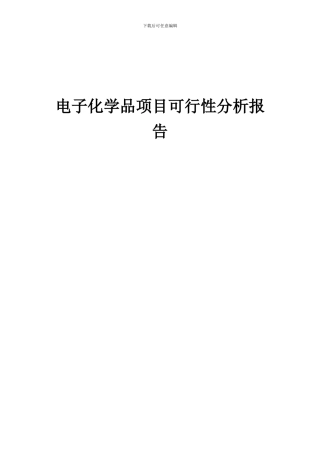 2024年电子化学品项目可行性分析报告