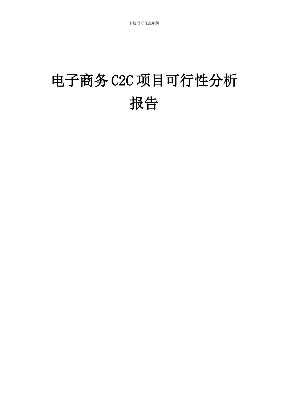 2024年电子商务C2C项目可行性分析报告_第1页