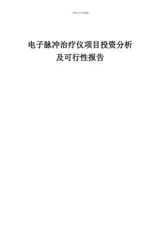2024年电子脉冲治疗仪项目投资分析及可行性报告
