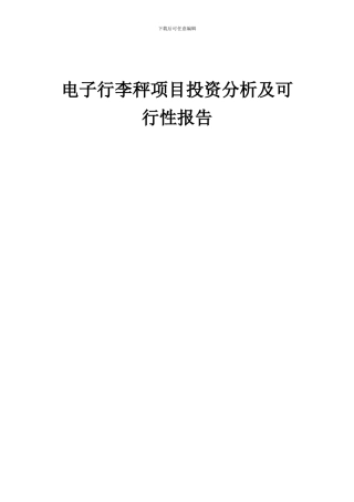 2024年电子行李秤项目投资分析及可行性报告