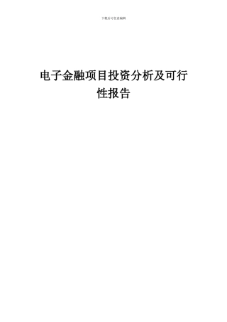 2024年电子金融项目投资分析及可行性报告