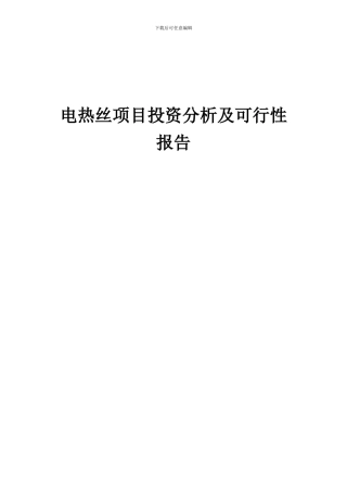 2024年电热丝项目投资分析及可行性报告