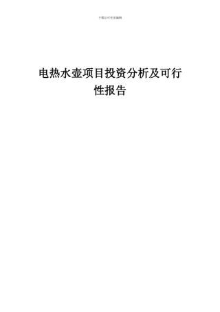 2024年电热水壶项目投资分析及可行性报告