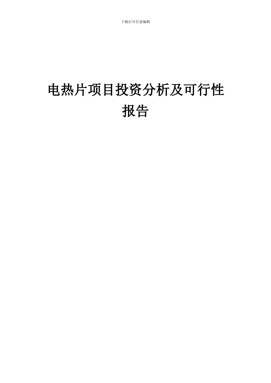 2024年电热片项目投资分析及可行性报告_第1页