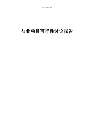 2024年盐业项目可行性研究报告