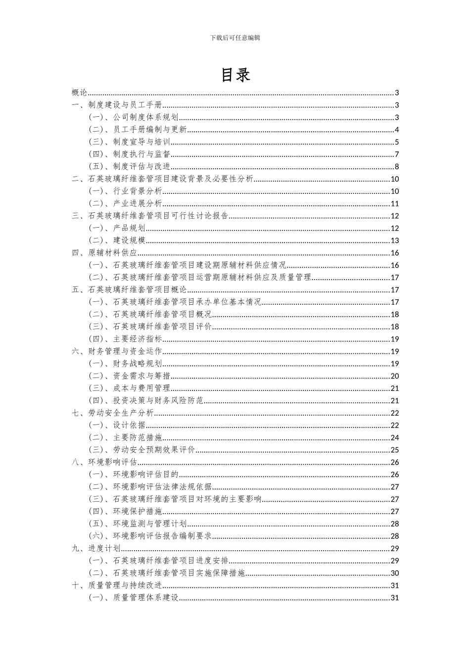 2024年石英玻璃纤维套管项目投资分析及可行性报告_第2页
