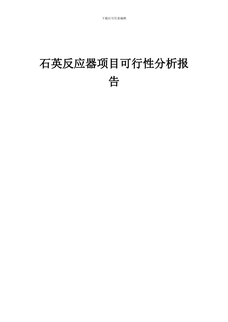 2024年石英反应器项目可行性分析报告_第1页