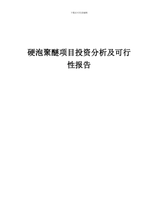 2024年硬泡聚醚项目投资分析及可行性报告
