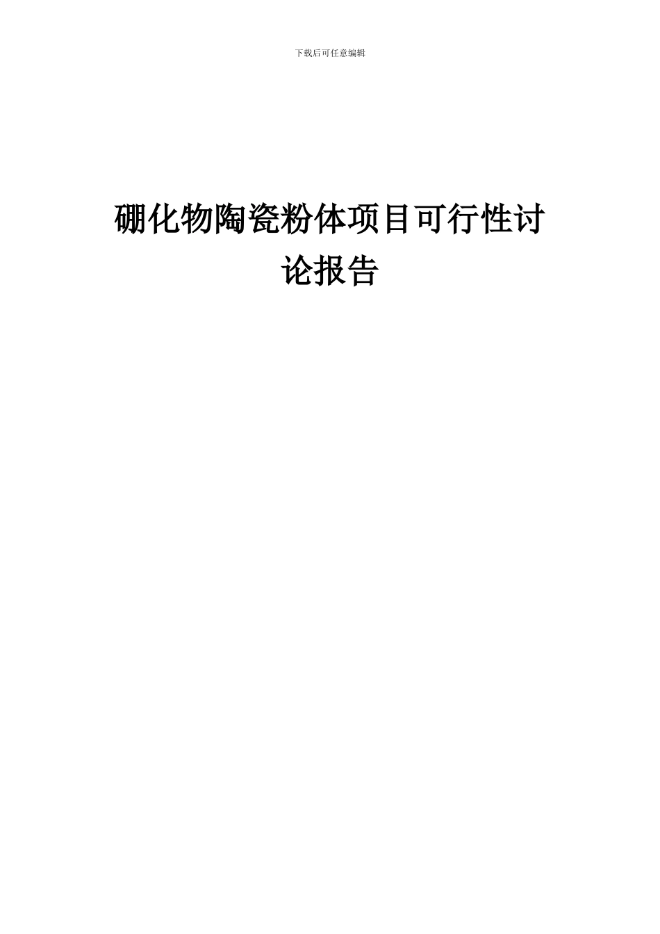 2024年硼化物陶瓷粉体项目可行性研究报告_第1页