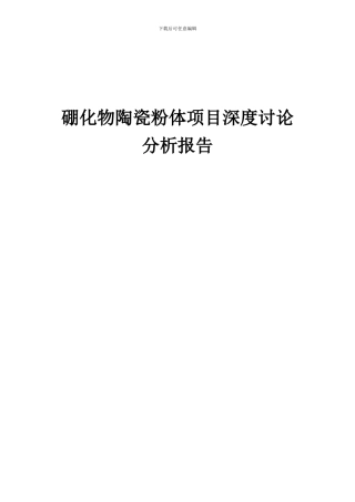 2024年硼化物陶瓷粉体项目深度研究分析报告