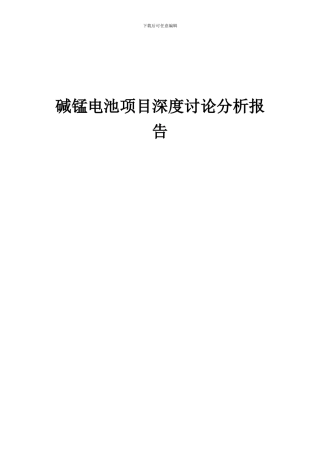 2024年碱锰电池项目深度研究分析报告