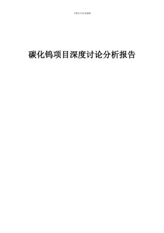 2024年碳化钨项目深度研究分析报告