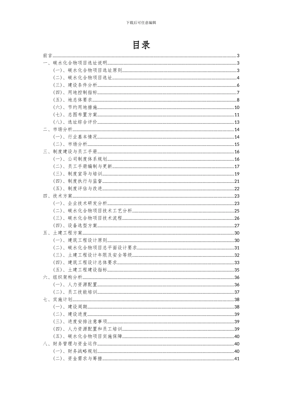2024年碳水化合物项目可行性分析报告_第2页