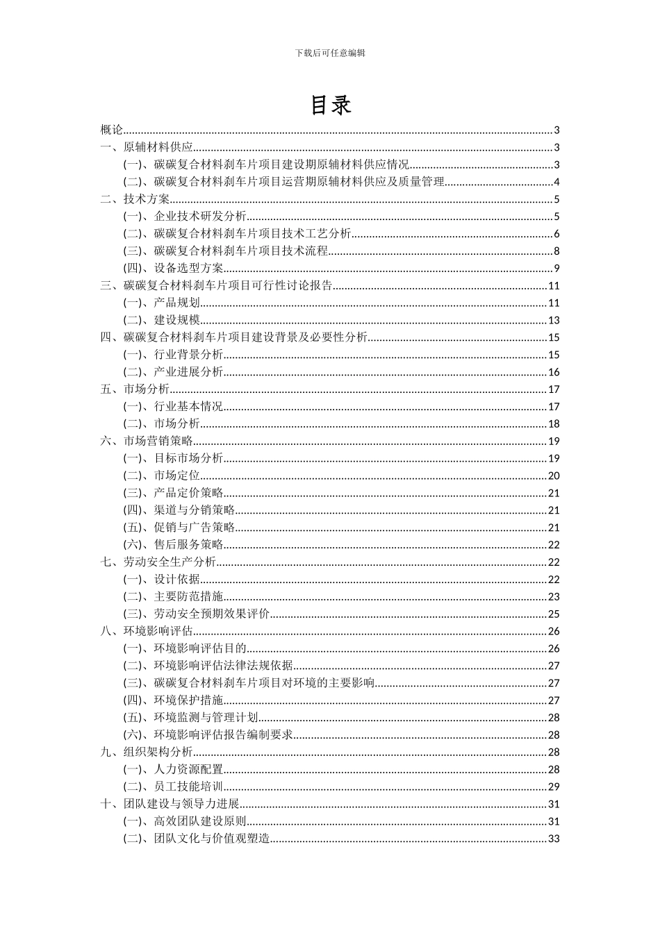 2024年碳碳复合材料刹车片项目投资分析及可行性报告_第2页