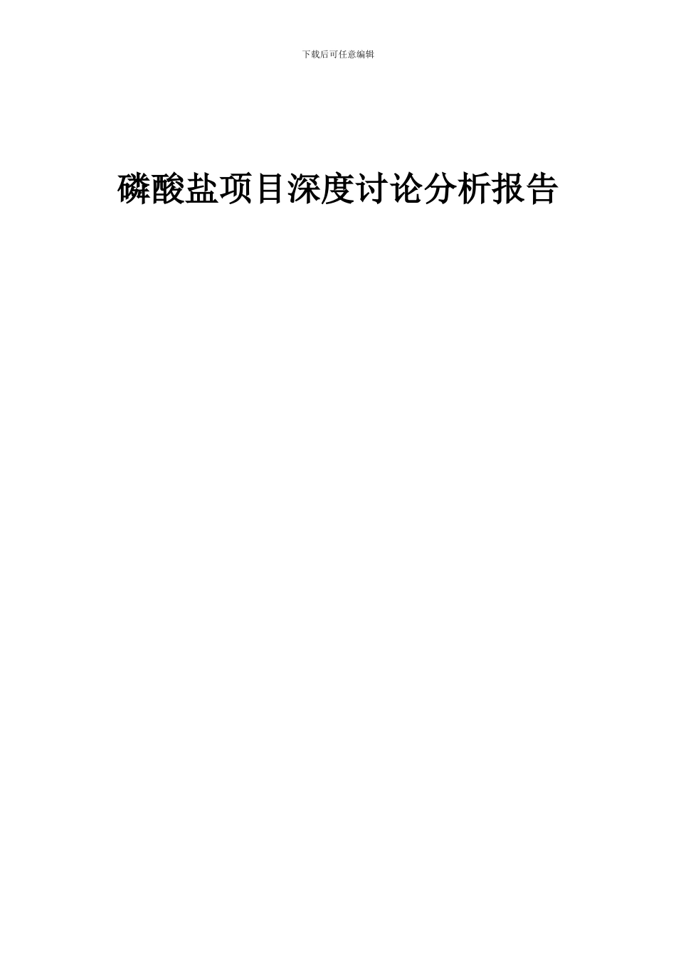 2024年磷酸盐项目深度研究分析报告_第1页