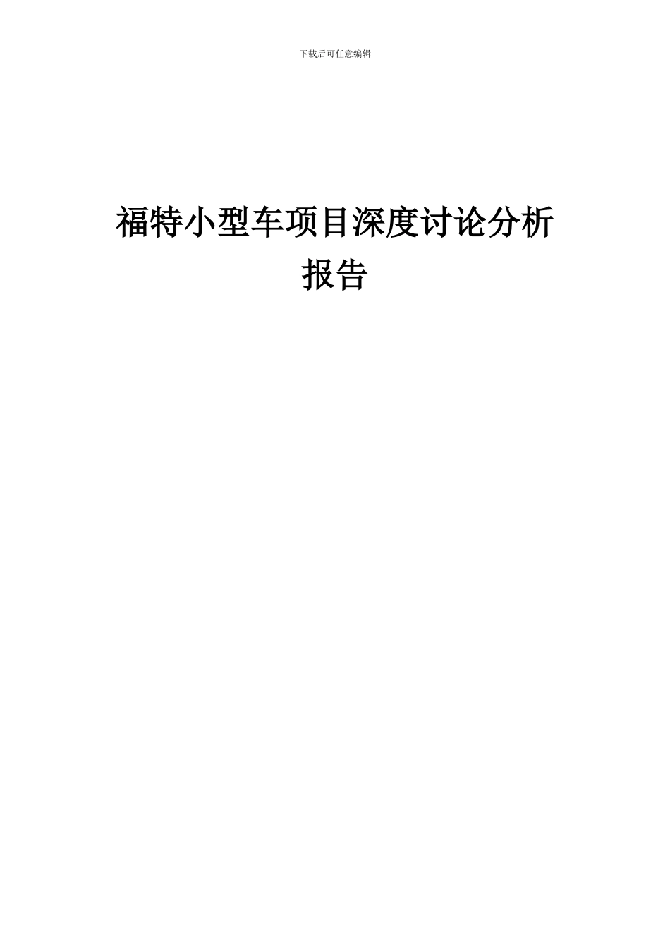 2024年福特小型车项目深度研究分析报告_第1页