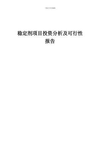 2024年稳定剂项目投资分析及可行性报告