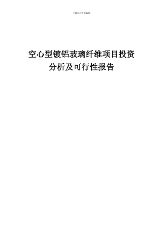 2024年空心型镀铝玻璃纤维项目投资分析及可行性报告