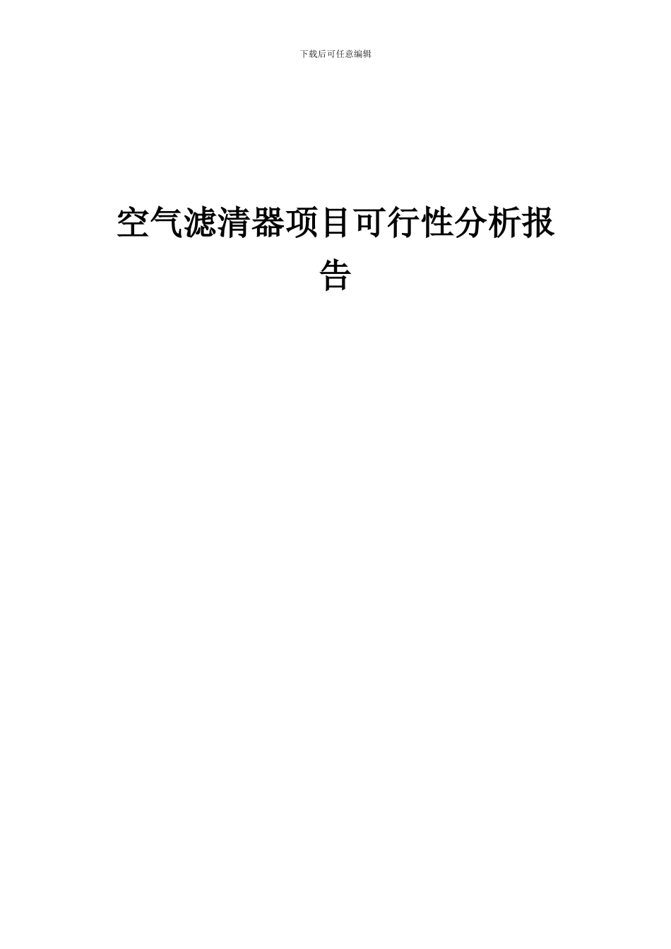 2024年空气滤清器项目可行性分析报告_第1页