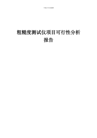 2024年粗糙度测试仪项目可行性分析报告