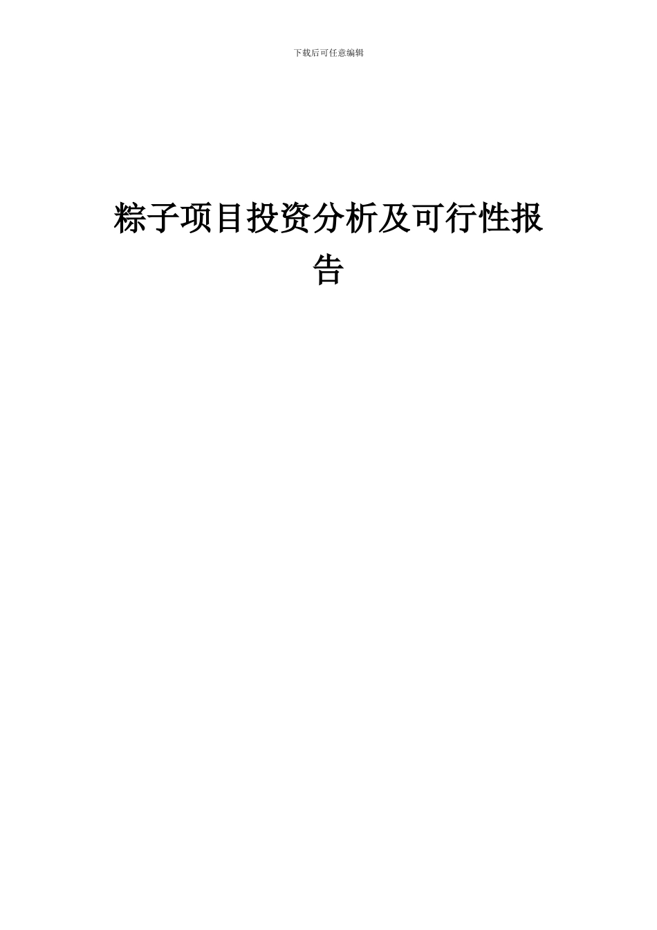 2024年粽子项目投资分析及可行性报告_第1页