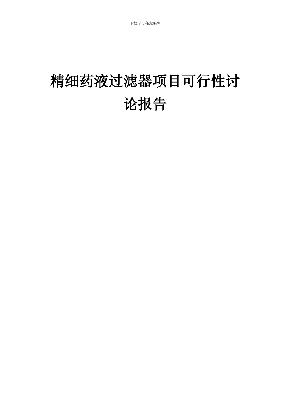 2024年精细药液过滤器项目可行性研究报告_第1页