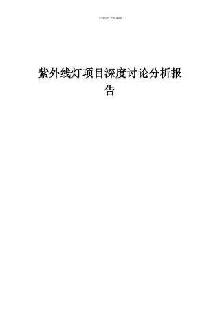 2024年紫外线灯项目深度研究分析报告