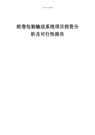 2024年纸卷包装输送系统项目投资分析及可行性报告