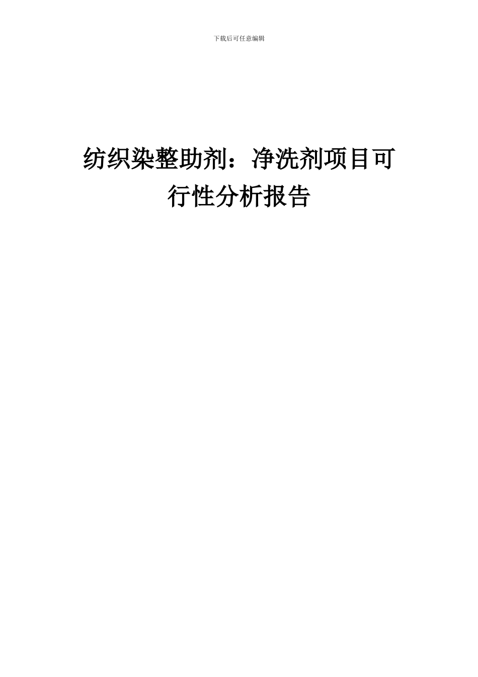 2024年纺织染整助剂：净洗剂项目可行性分析报告_第1页