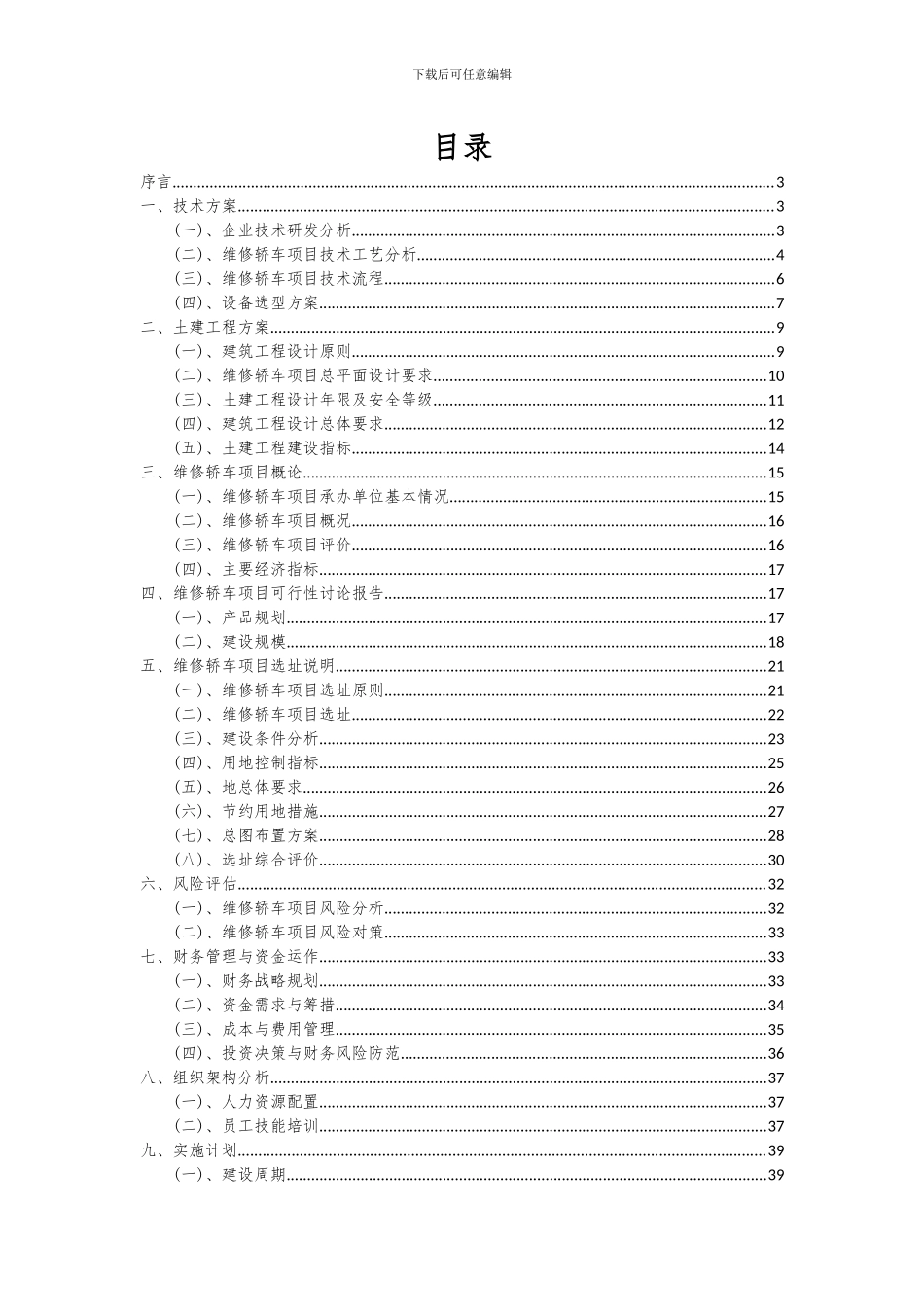 2024年维修轿车项目投资分析及可行性报告_第2页