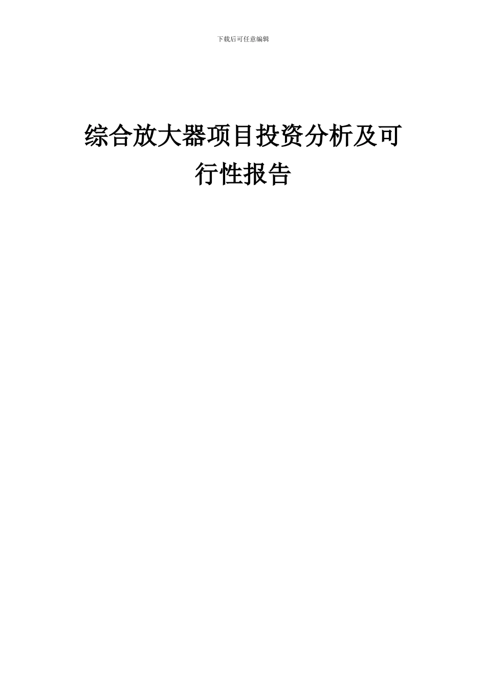 2024年综合放大器项目投资分析及可行性报告_第1页