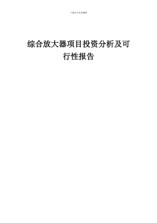 2024年综合放大器项目投资分析及可行性报告