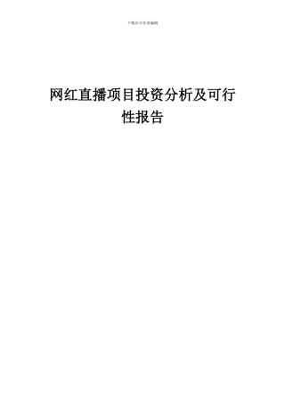 2024年网红直播项目投资分析及可行性报告