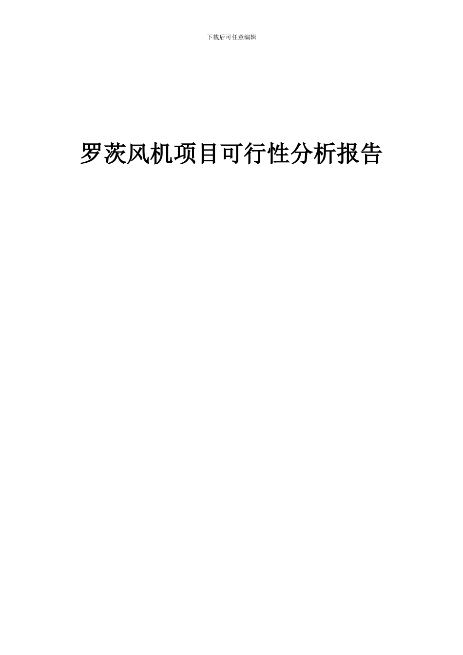 2024年罗茨风机项目可行性分析报告_第1页