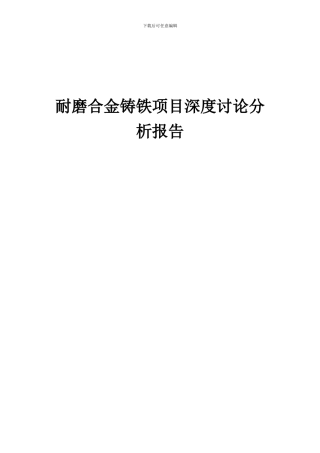 2024年耐磨合金铸铁项目深度研究分析报告