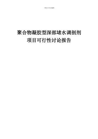 2024年聚合物凝胶型深部堵水调剖剂项目可行性研究报告