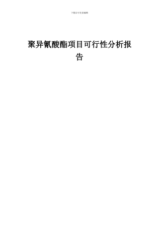 2024年聚异氰酸酯项目可行性分析报告