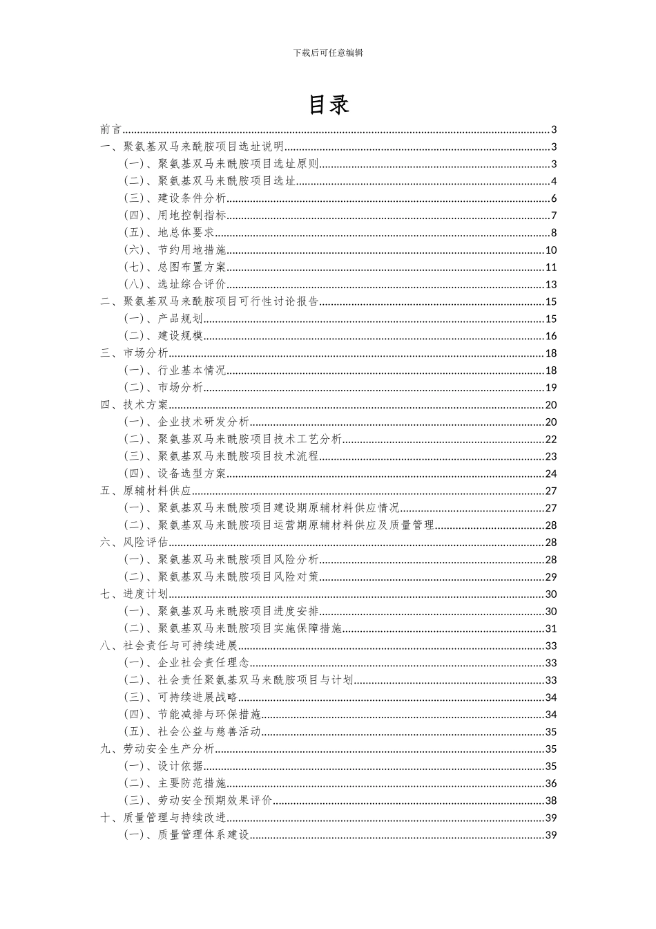 2024年聚氨基双马来酰胺项目可行性分析报告_第2页