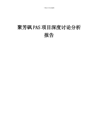 2024年聚芳砜PAS项目深度研究分析报告