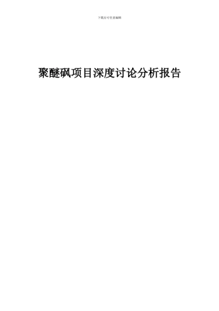 2024年聚醚砜项目深度研究分析报告