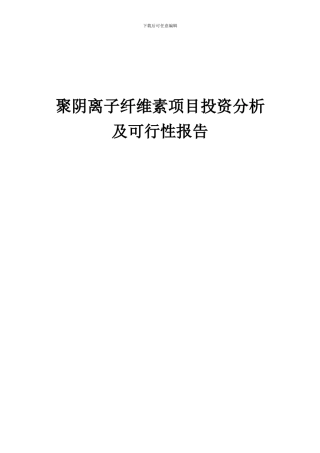 2024年聚阴离子纤维素项目投资分析及可行性报告